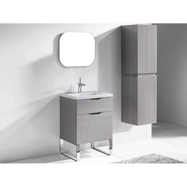 Madeli - Madeli Milano 24'' Free Standing Vanity Cabinet Ash Grey/HW: Satin Brass(SB) - Ash Gray With Satin Brass
