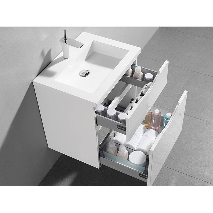 Madeli Milano 24'' Free Standing Vanity Cabinet White/HW: Brushed Nickel(BN)