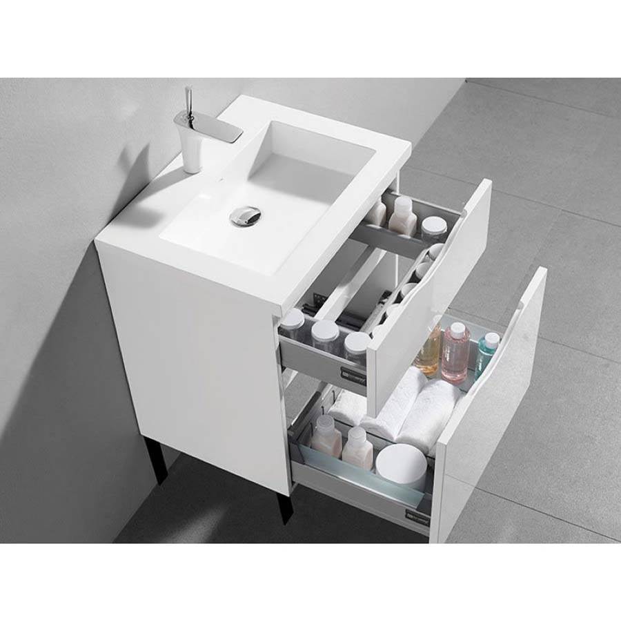 Madeli Milano 30'' Free Standing Vanity Cabinet Ash Grey/HW: Brushed Nickel(BN)