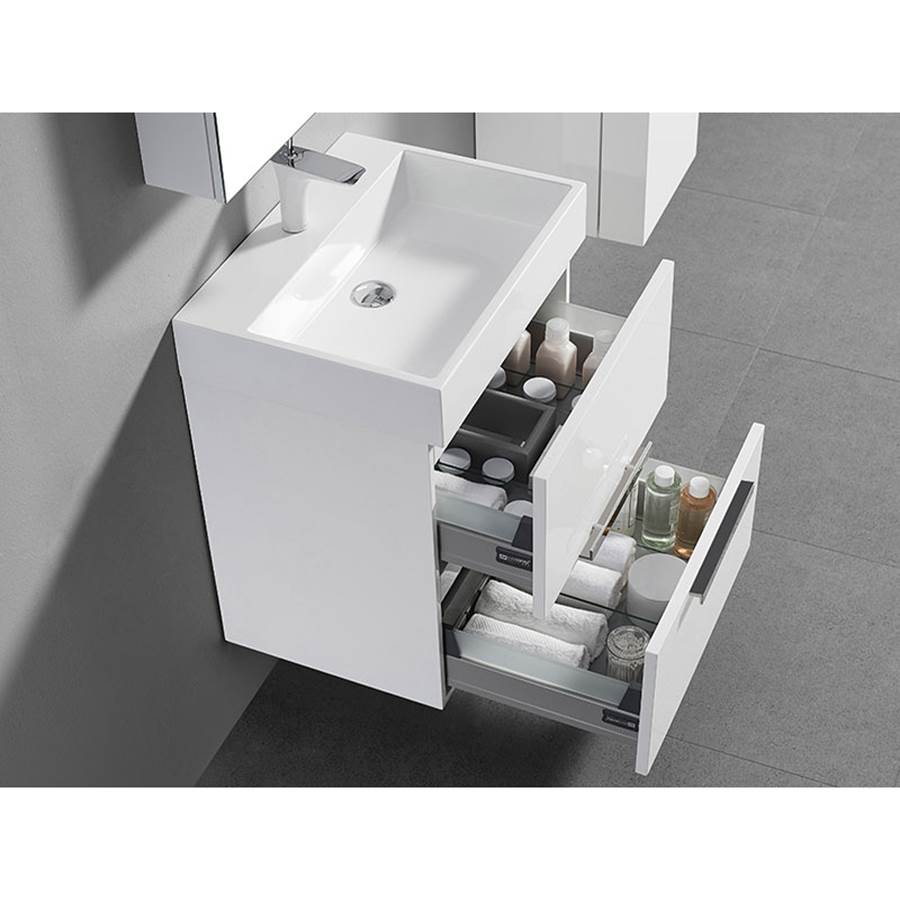 Madeli Urban 24'' Wall hung  Vanity Cabinet in White Finish/HW: Satin Brass(SB)