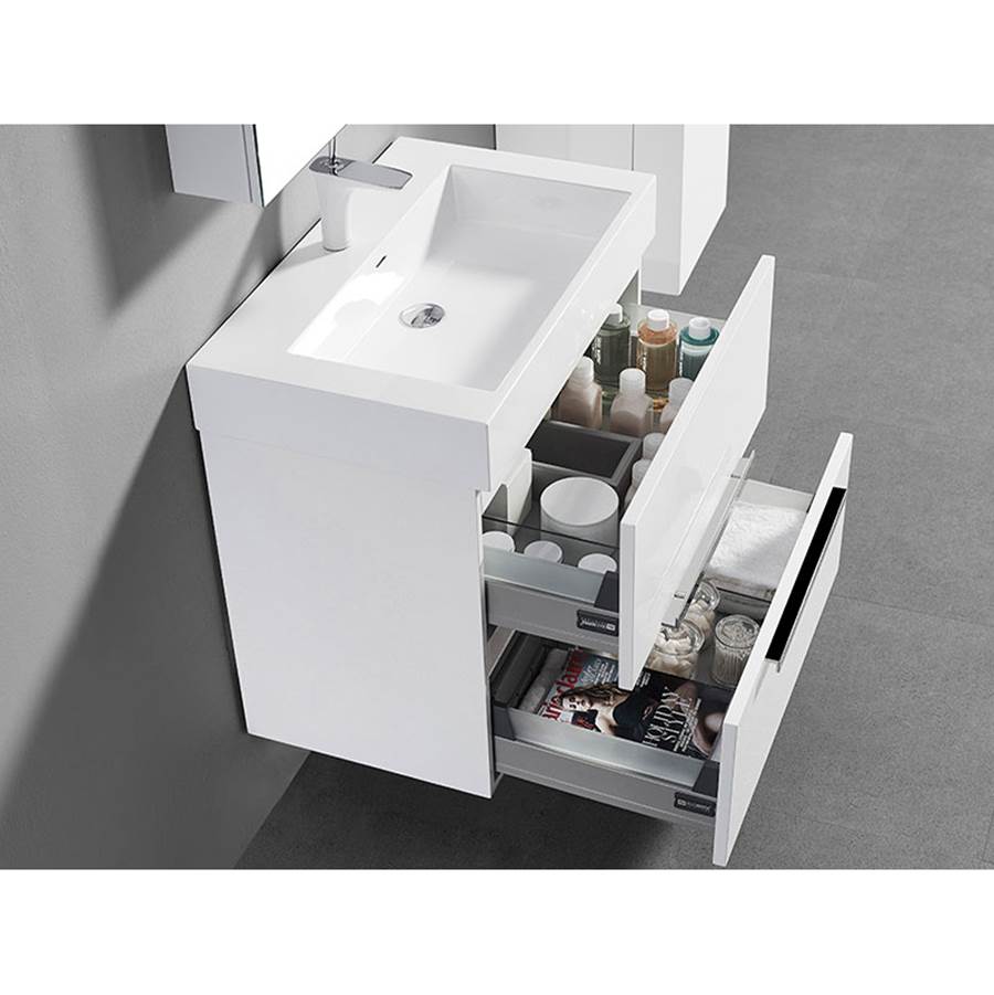 Madeli Urban 30'' Wall hung  Vanity Cabinet in White Finish/HW: Brushed Nickel(BN)