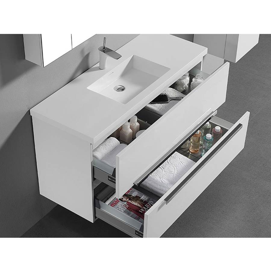 Madeli Urban 48C'' Wall hung  Vanity Cabinet in White Finish/HW: Satin Brass(SB)