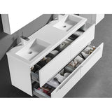 Madeli Urban 60D'' Wall hung  Vanity Cabinet in White Finish/HW: Polished Chrome(PC)