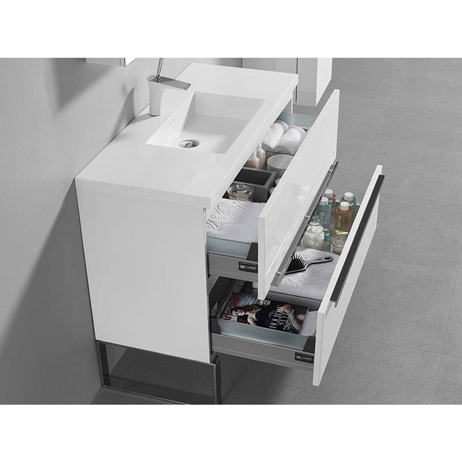 Madeli Soho 42'' Free standing Vanity Cabinet in White/HW: Polished Nickel(PN)