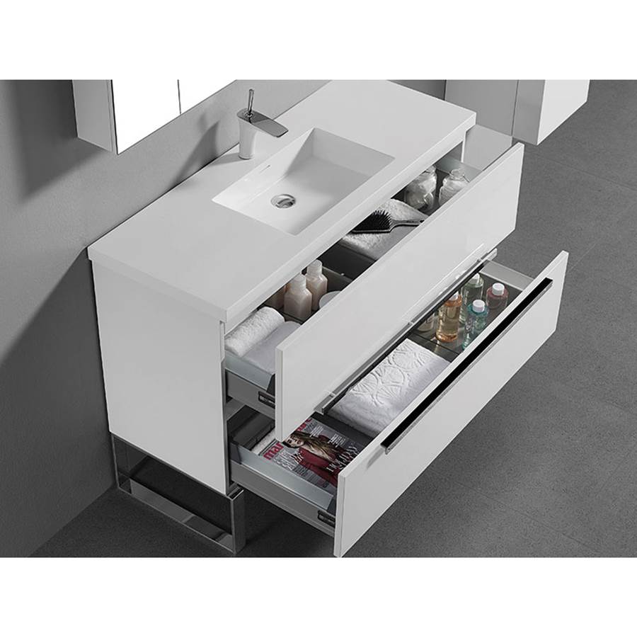 Madeli Soho 48C'' Free standing Vanity Cabinet in White/HW: Polished Chrome(PC)