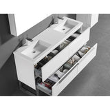 Madeli Soho 60D'' Free standing Vanity Cabinet in White/HW: Polished Nickel(PN)