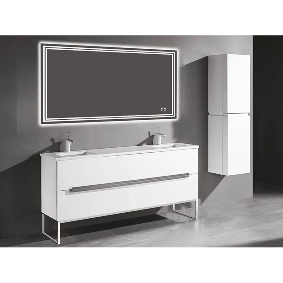 Madeli - Madeli Soho 72'' Free standing Vanity Cabinet in White/HW: Brushed Nickel(BN) - White With Brushed Nickel