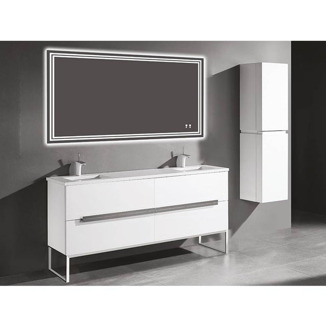 Madeli - Madeli Soho 72'' Free standing Vanity Cabinet in White/HW: Brushed Nickel(BN) - White With Brushed Nickel