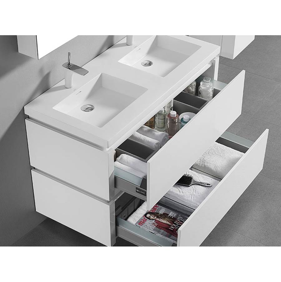 Madeli Cube 48D'' Wall hung  Vanity Cabinet in White Finish