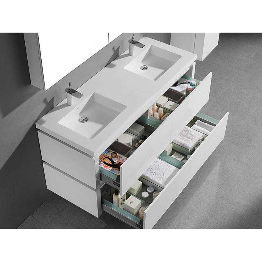 Madeli Cube 60D'' Wall hung  Vanity Cabinet in White Finish