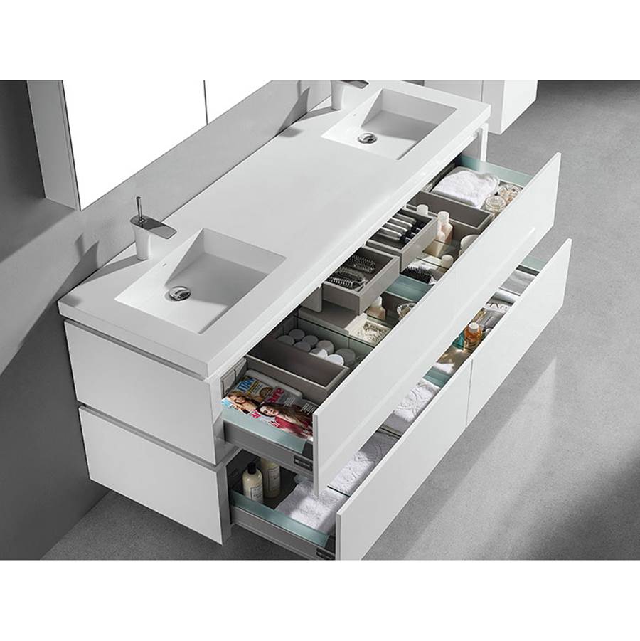 Madeli Cube 72'' Wall hung  Vanity Cabinet in White Finish