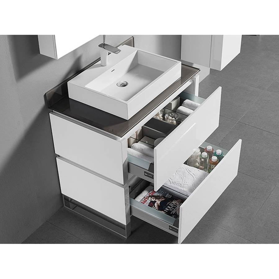 Madeli Metro 36'' Free Standing Vanity in White/HW: Polished Nickel(PN)