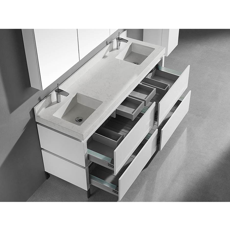 Madeli Metro 72'' Free Standing Vanity in White/HW: Matte Black(MB)