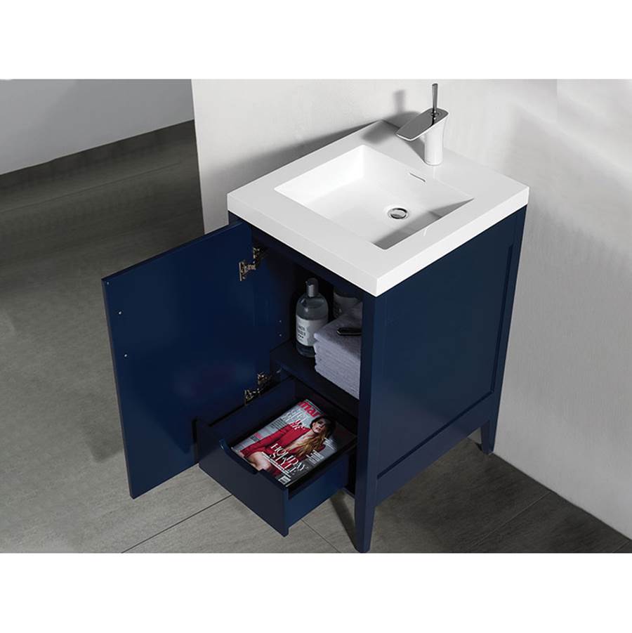 Madeli Encore 20'' Free Standing Vanity White/HW: Black(MB)