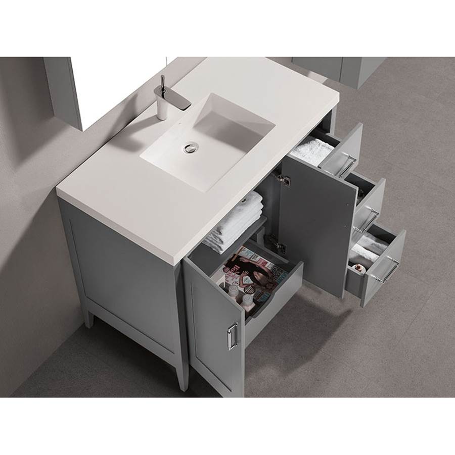 Madeli Encore 36'' Free Standing Vanity White/HW: Satin Brass(SB)