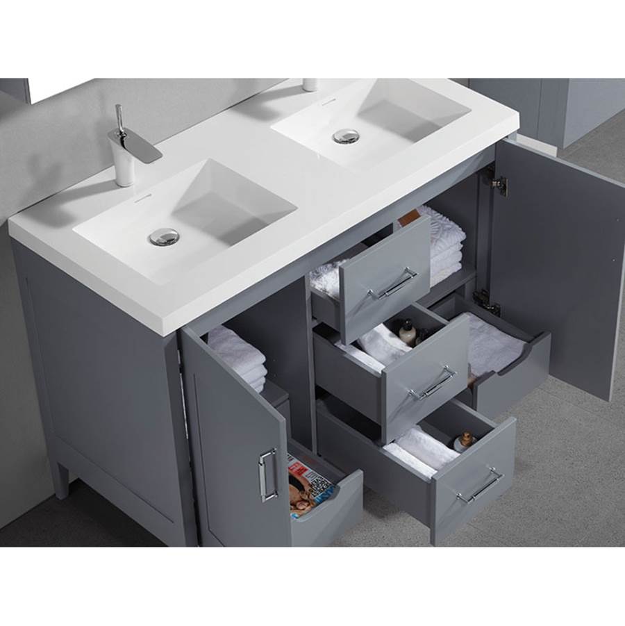Madeli Encore 48D'' Free Standing Vanity White/HW: Black(MB)