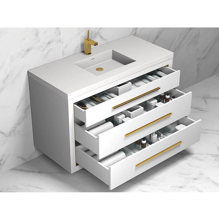 Madeli Villa 42'' Wall hung  Vanity Cabinet in White/HW: Polished Nickel(PN)