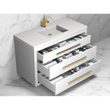 Madeli Villa 48C'' Wall hung  Vanity Cabinet in White/HW: Satin Brass(SB)