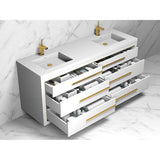 Madeli Villa 60D'' Wall hung  Vanity Cabinet White/HW: Satin Brass(SB)