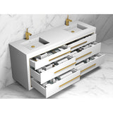 Madeli Villa 72'' Wall hung  Vanity Cabinet White/HW: Brushed Nickel(BN)