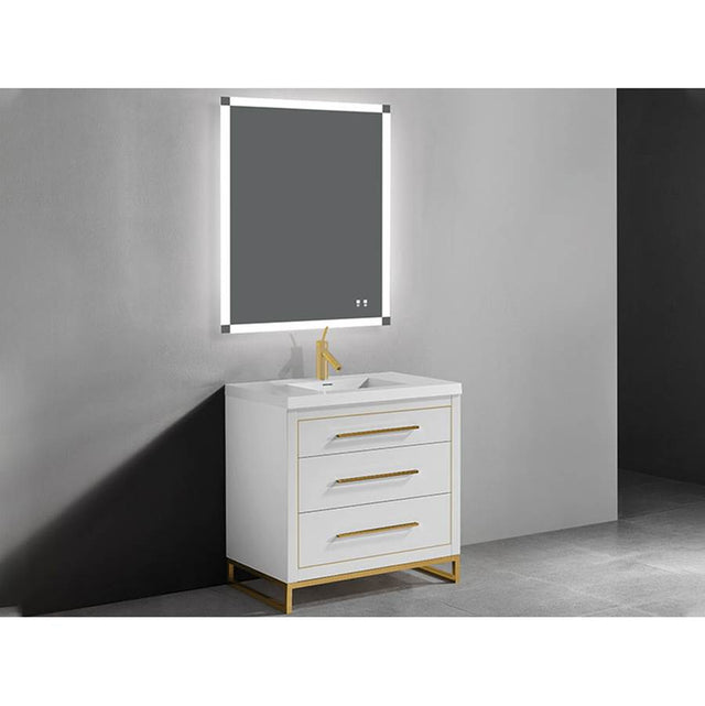Madeli - Madeli Estate 30'' Free standing Vanity Cabinet in White/HW: Black(MB) - White With Matte Black