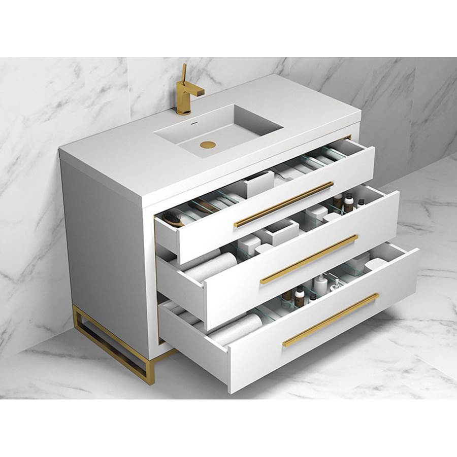 Madeli Estate 42'' Free standing Vanity Cabinet in White/HW: Brushed Nickel(BN)