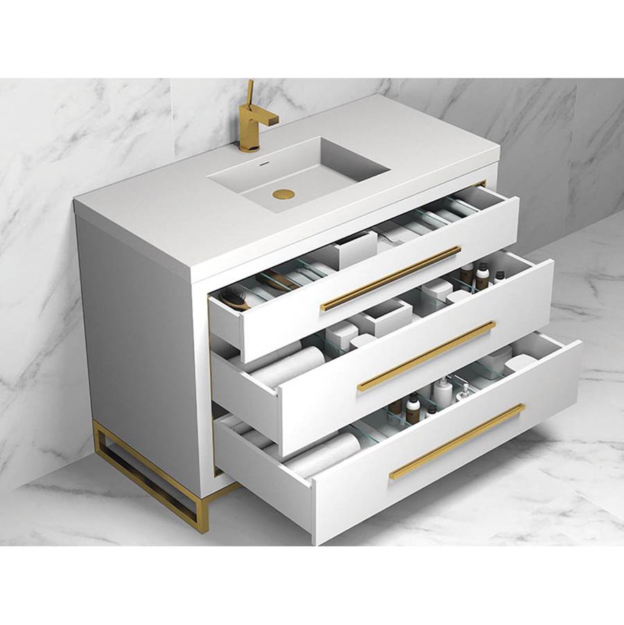 Madeli Estate 48C'' Free standing Vanity Cabinet in White/HW: Brushed Nickel(BN)