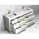 Madeli Estate 60D'' Free standing Vanity Cabinet in White/HW: Black(MB)