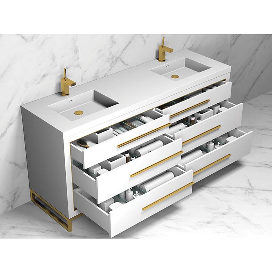 Madeli Estate 60D'' Free standing Vanity Cabinet in White/HW: Brushed Nickel(BN)