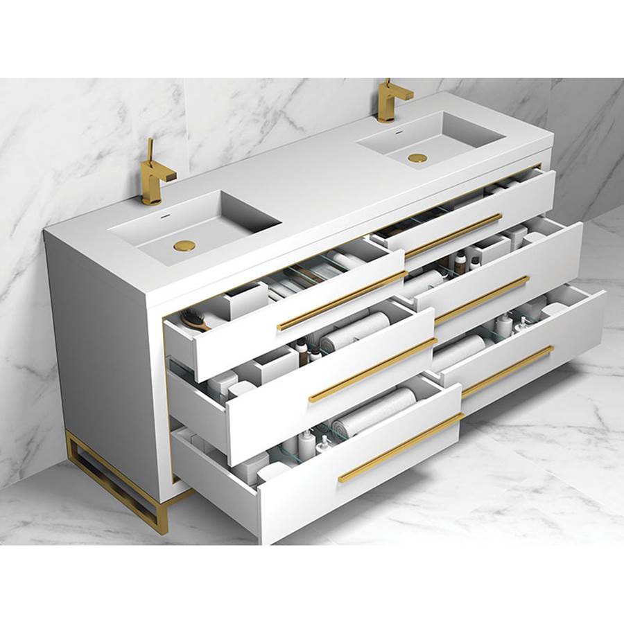 Madeli Estate 72'' Free standing Vanity Cabinet in White/HW: Black(MB)
