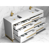 Madeli Estate 72'' Free standing Vanity Cabinet in White/HW: Polished Chrome(PC)