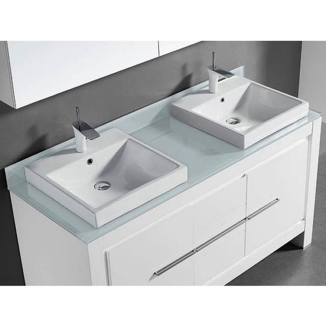 Madeli - Madeli Tempered Glass Countertop,  60'' x 22'' x 5/8'', Winter White - Winter White