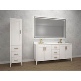 Madeli - Madeli Encore 18''W x 18''D x 76''H Free Standing Linen Cabinet L Hinged In White/HW: Satin Brass(SB) - White With Satin Brass
