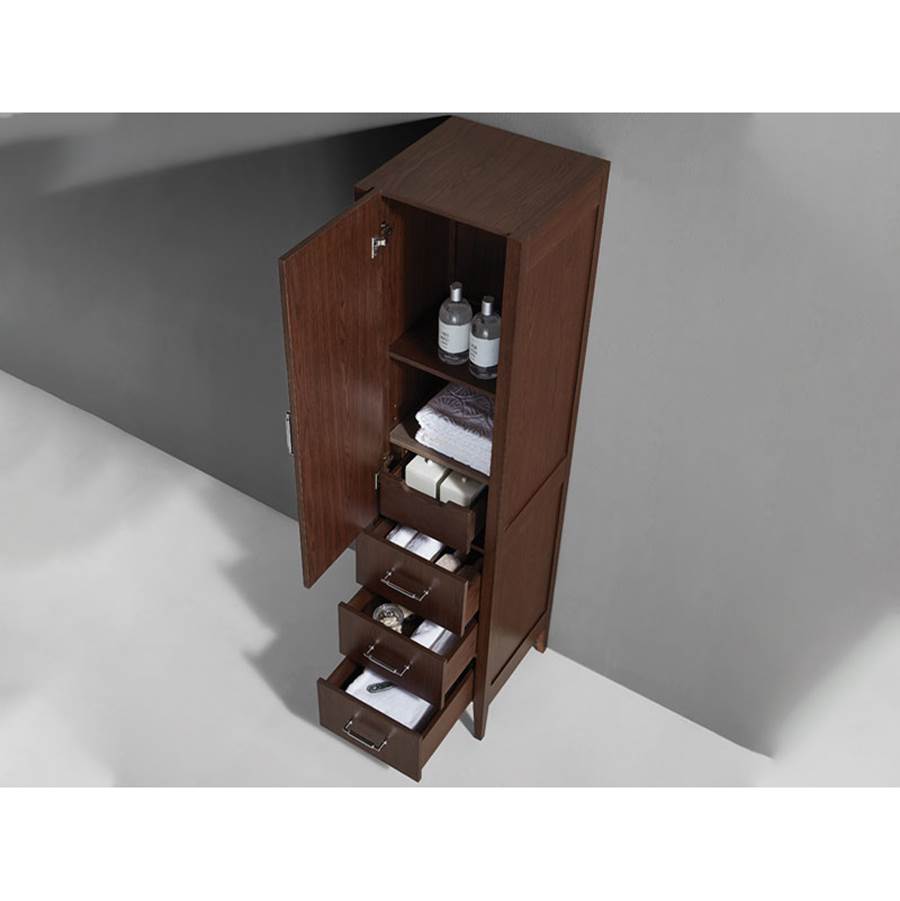 Madeli Encore 18''W x 18''D x 76''H Free Standing Linen Cabinet L Hinged In White/HW: Satin Brass(SB)