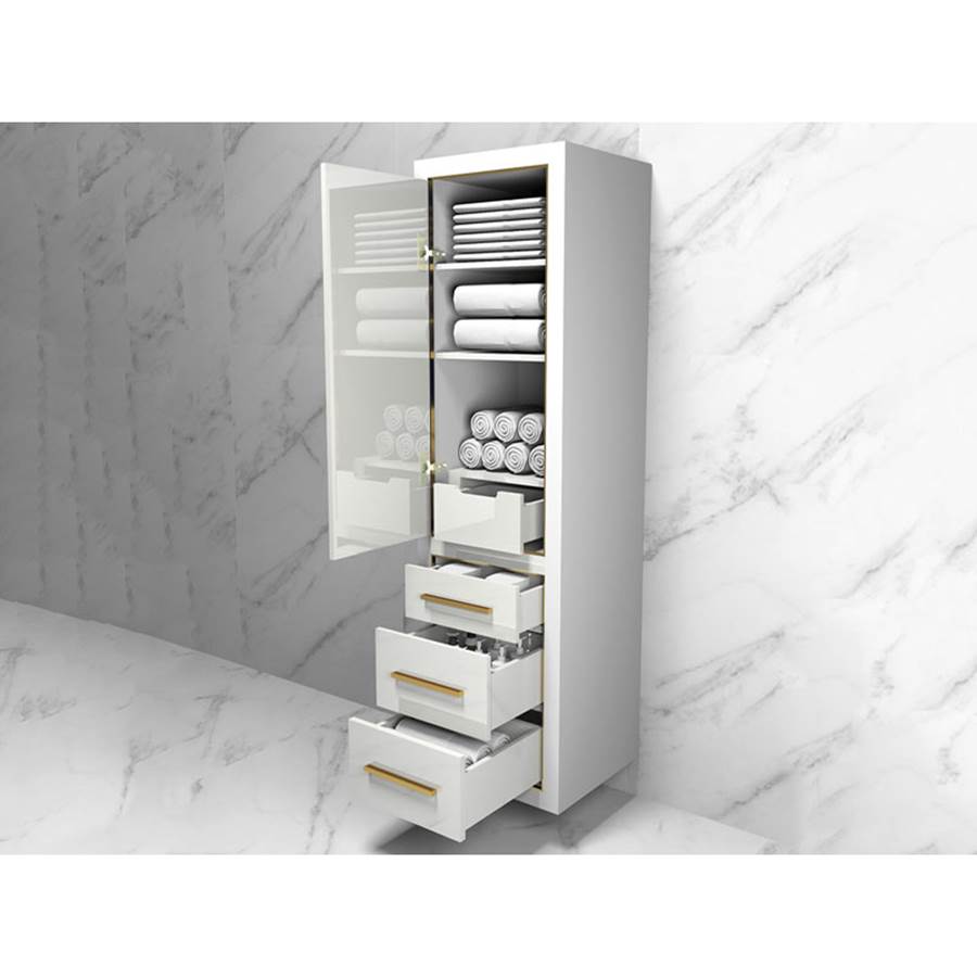 Madeli Villa 20''W x 18''D x 71''H Wall Hung Linen Cabinet R Hinged In White/HW: Polished Chrome(PC)