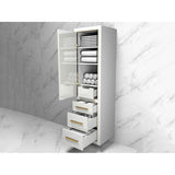 Madeli Villa 20''W x 18''D x 71''H Wall Hung Linen Cabinet R Hinged In White/HW: Polished Chrome(PC)