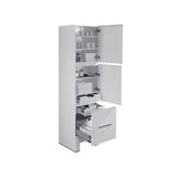 Madeli Vicenza 18''W x 18''D x 76''H Free Standing Linen Cabinet R Hinged In White/HW: Brushed Nickel(BN)