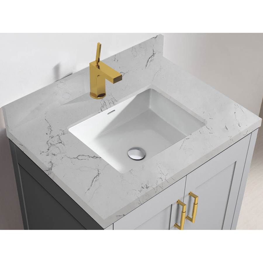 Madeli - Madeli Quartzstone Countertop,  30'' x 18'' x 3/4'', 8'' Widespread Faucet Holes in Silver Grey - Silver Grey