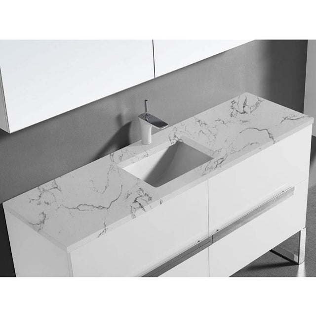 Madeli - Madeli Quartzstone Countertop,  60'' x 18'' x 3/4'', Single Basin,  8'' Widespread Faucet Holes in Silver Grey - Silver Grey