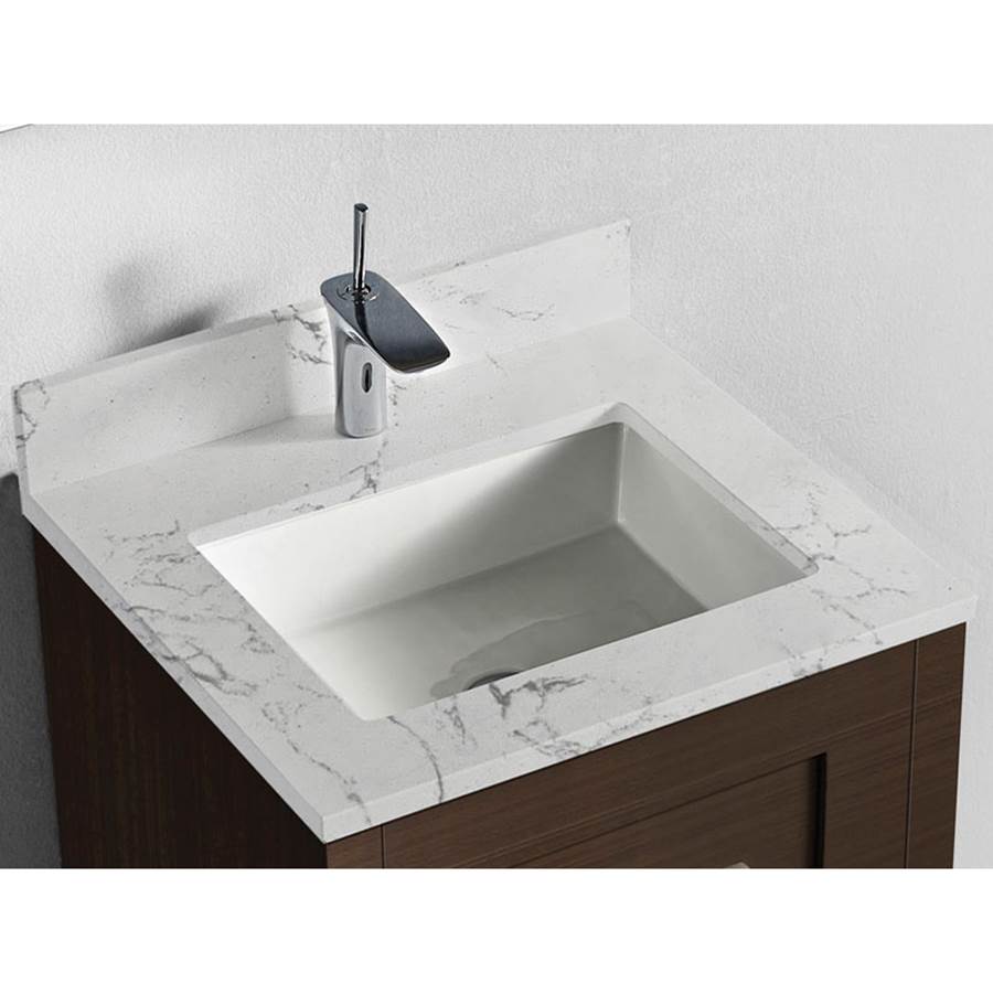 Madeli - Madeli Quartzstone Countertop,  24'' x 18'' x 3/4'', Single Faucet Hole in Silver Grey - Silver Grey