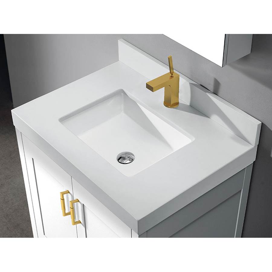 Madeli - Madeli Quartzstone Countertop,  24'' x 22'' x 3'', 8'' Widespread Faucet Faucet Holes in Silver Grey - Silver Grey