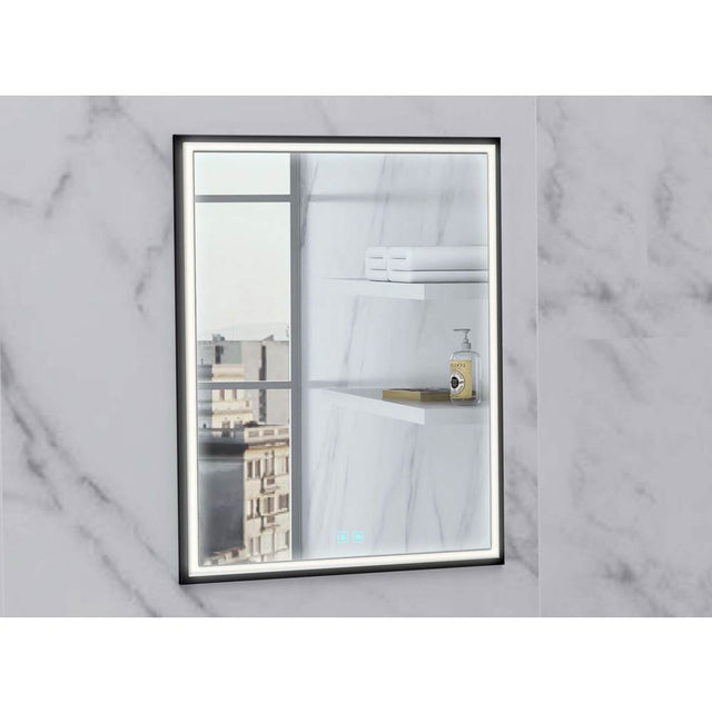 Madeli - Madeli Illusion Lighted Mirrored Cabinet, Recessed Mount, 20'' x 36'' x 4-3/4'', R Hinged, Frame in Matte Black, 2700/4000K Temperature, Deffoger, Dimmable, Three-direction Light Diffuser - Matte Black