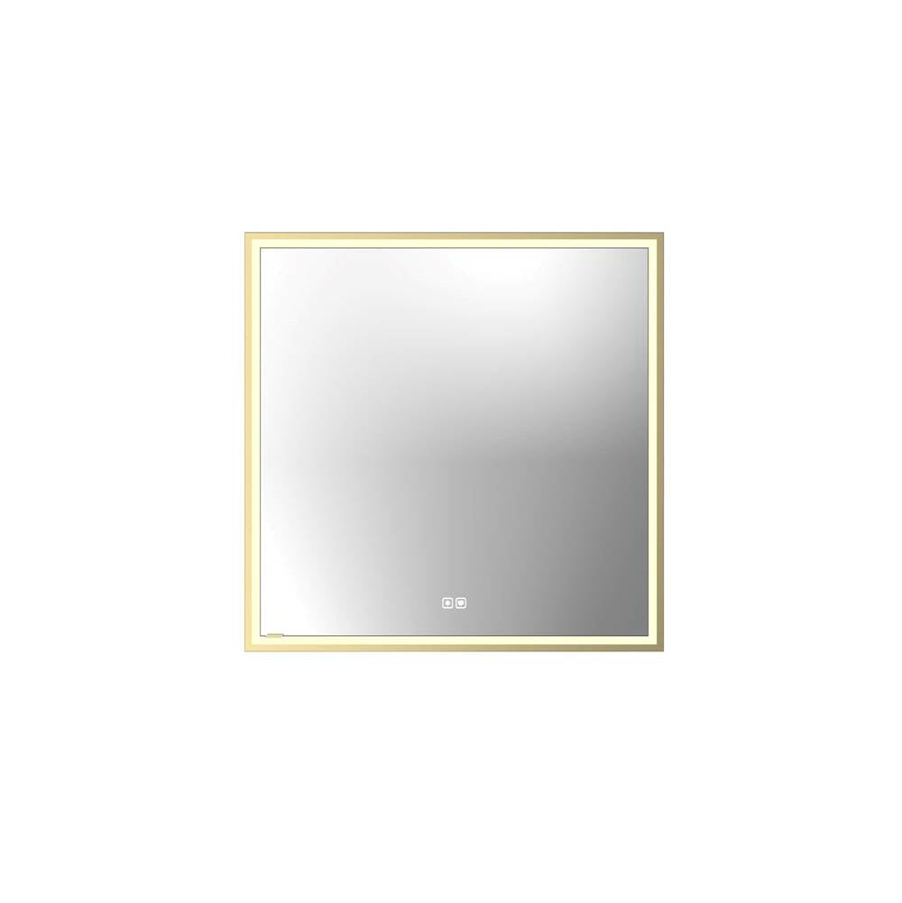 Madeli - Madeli Illusion Lighted Mirrored Cabinet, Recessed Mount, 30'' x 30'' x 4-3/4'', R Hinged, Frame in Satin Brass, 2700/4000K Temperature, Deffoger, Dimmable, Three-direction Light Diffuser - Satin Brass