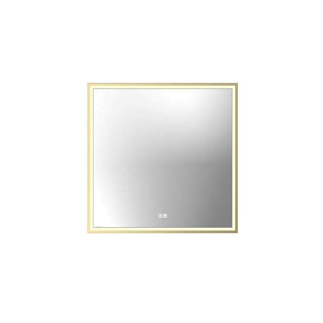 Madeli - Madeli Illusion Lighted Mirrored Cabinet, Recessed Mount, 30'' x 30'' x 4-3/4'', R Hinged, Frame in Satin Brass, 2700/4000K Temperature, Deffoger, Dimmable, Three-direction Light Diffuser - Satin Brass