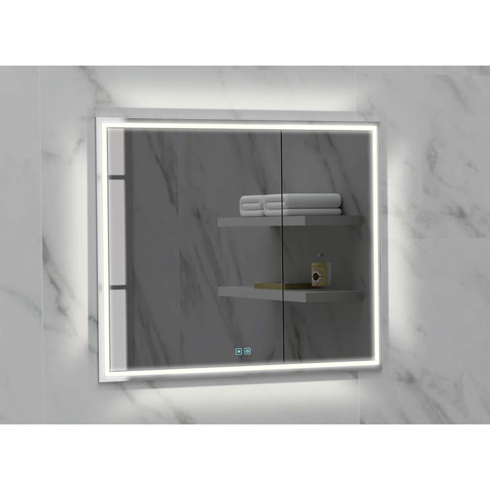 Madeli - Madeli Illusion Lighted Mirrored Cabinet, Recessed Mount, 36'' x 36'' x 4-3/4'', For Left Basin, Frame in Polished Chrome, 2700/4000K Temperature, Deffoger, Dimmable, Three-direction Light Diffuser - Polished Chrome