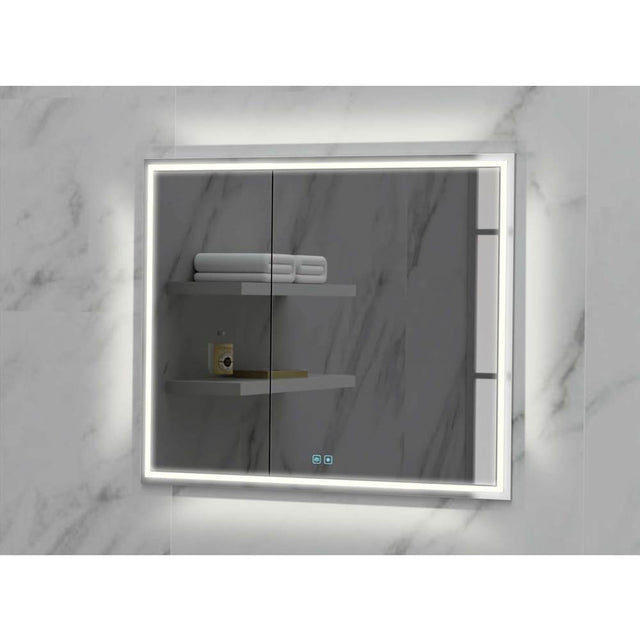Madeli - Madeli Illusion Lighted Mirrored Cabinet, Recessed Mount, 36'' x 36'' x 4-3/4'', For Right Basin, Frame in Polished Chrome, 2700/4000K Temperature, Deffoger, Dimmable, Three-direction Light Diffuser - Polished Chrome