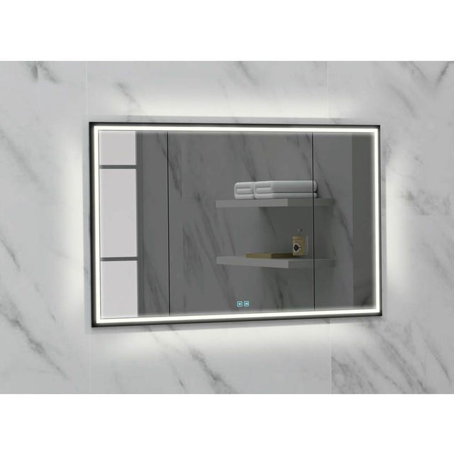 Madeli - Madeli Illusion Lighted Mirrored Cabinet, Recessed Mount, 48'' x 36'' x 4-3/4'', For Single Basin, Frame in Matte Black, 2700/4000K Temperature, Deffoger, Dimmable, Three-direction Light Diffuser - Matte Black