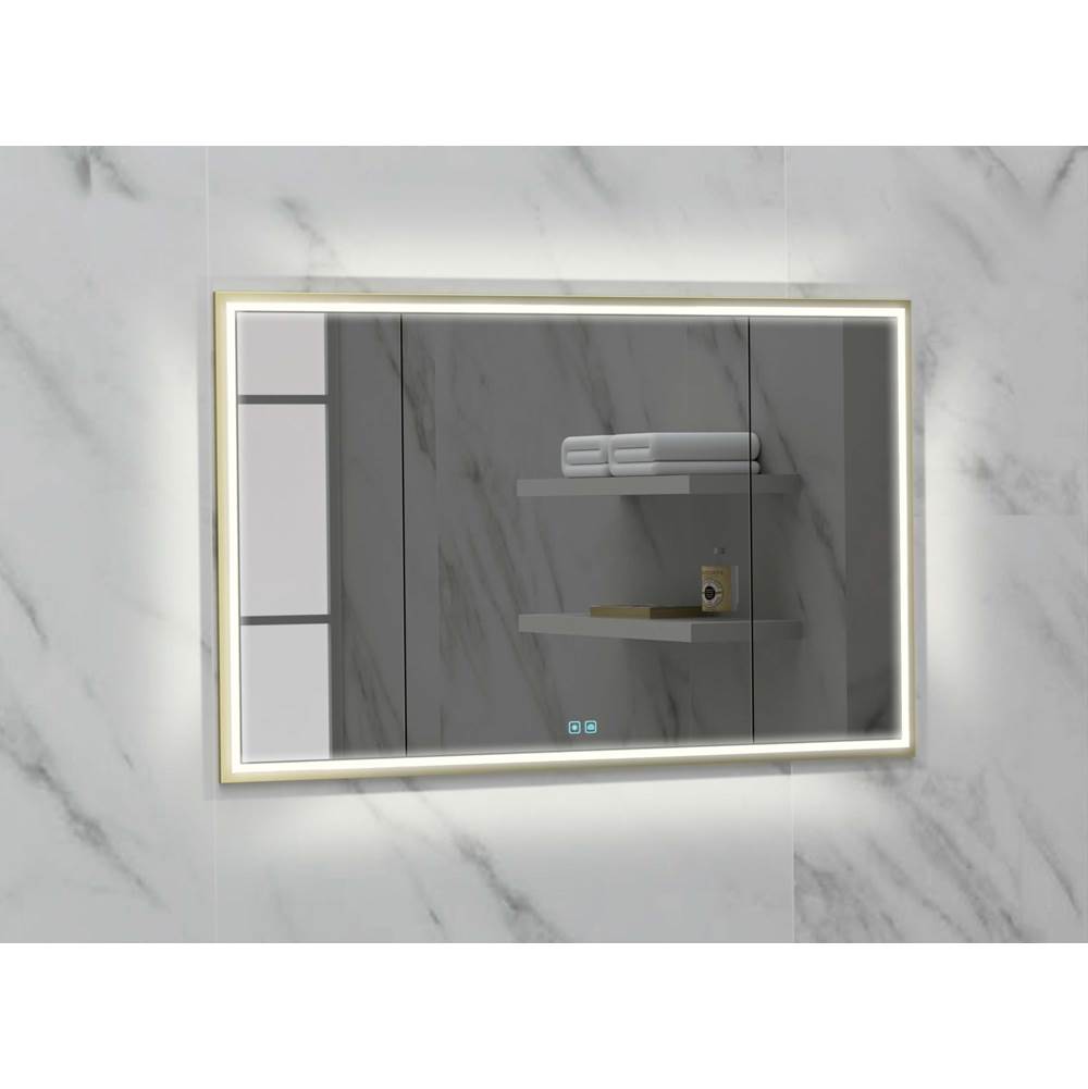 Madeli - Madeli Illusion Lighted Mirrored Cabinet, Recessed Mount, 48'' x 36'' x 4-3/4'', For Single Basin, Frame in Satin Brass, 2700/4000K Temperature, Deffoger, Dimmable, Three-direction Light Diffuser - Satin Brass