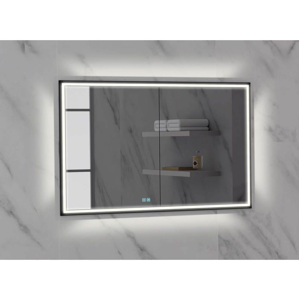 Madeli - Madeli Illusion Lighted Mirrored Cabinet, Recessed Mount, 48'' x 36'' x 4-3/4'', For Double Basin, Frame in Matte Black, 2700/4000K Temperature, Deffoger, Dimmable, Three-direction Light Diffuser - Matte Black