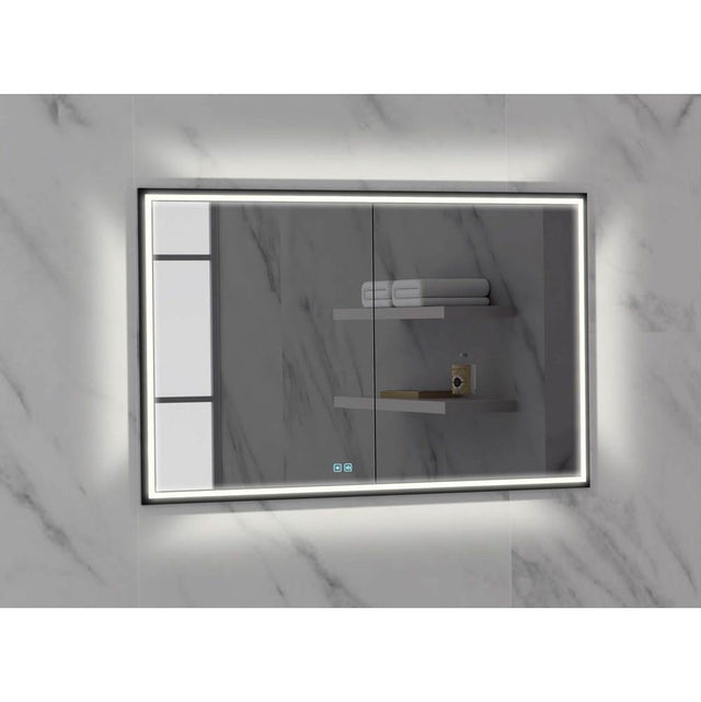Madeli - Madeli Illusion Lighted Mirrored Cabinet, Recessed Mount, 48'' x 36'' x 4-3/4'', For Double Basin, Frame in Matte Black, 2700/4000K Temperature, Deffoger, Dimmable, Three-direction Light Diffuser - Matte Black
